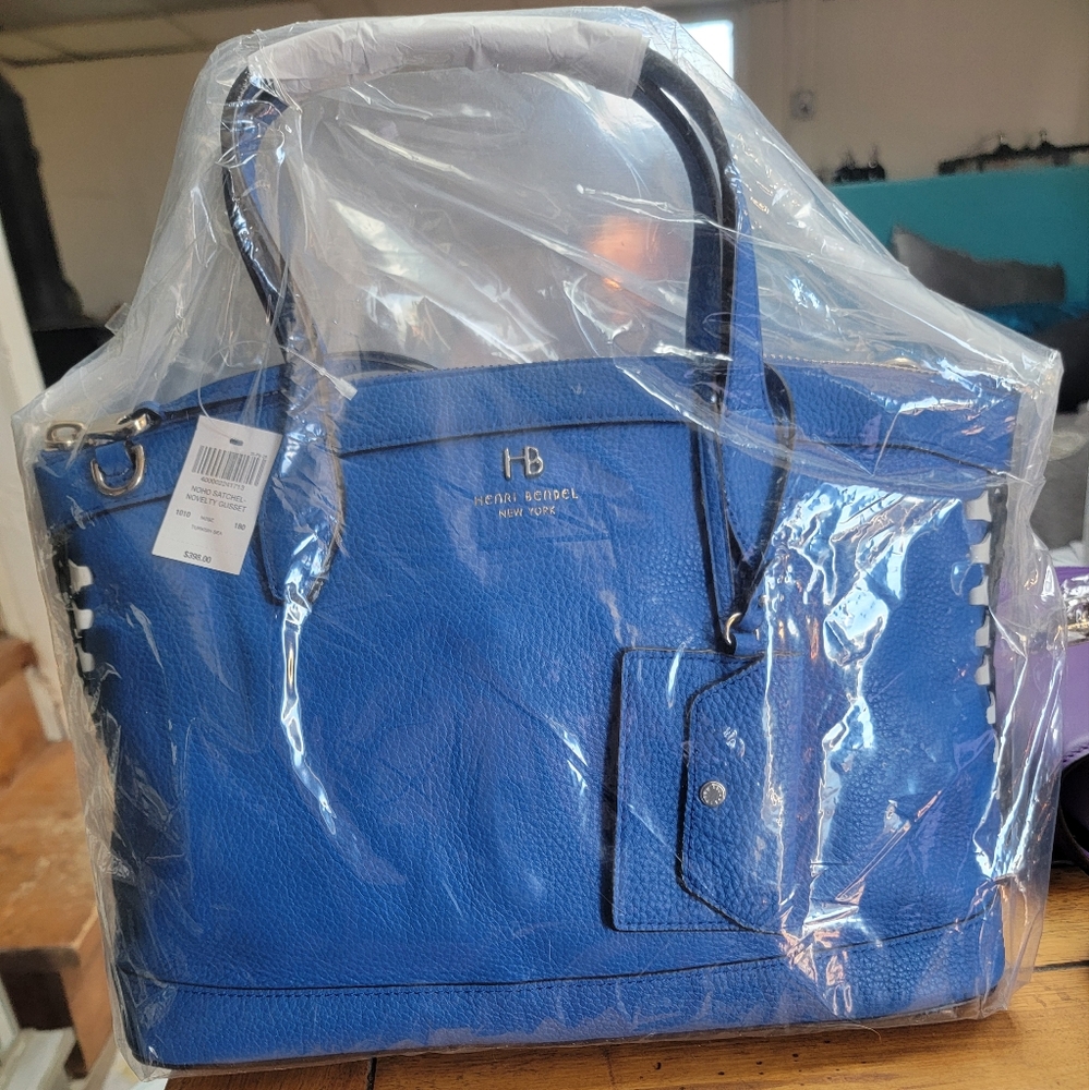 NWT Henri Bendel Satchel Novelty Gusset in Turkish Sea